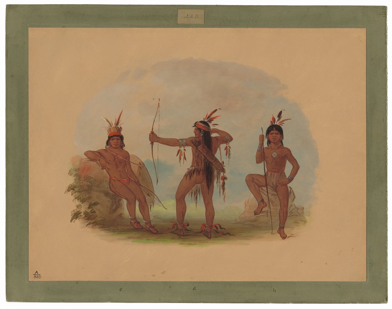 Drie Woyaway Indianen door George Catlin
