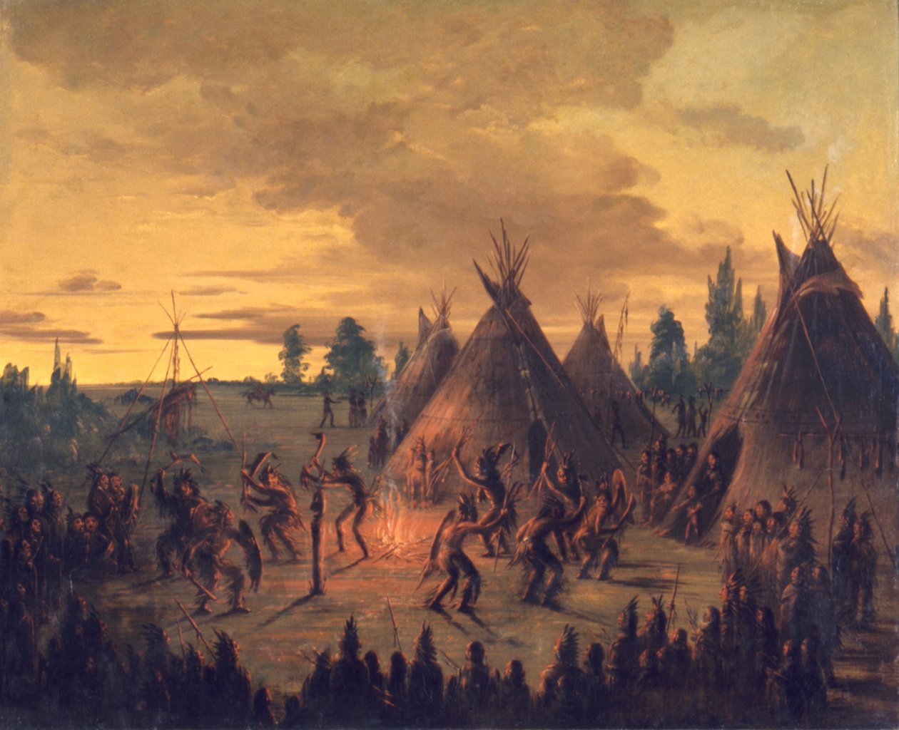 Oorlogsdans, Sioux, 1845-1848 door George Catlin