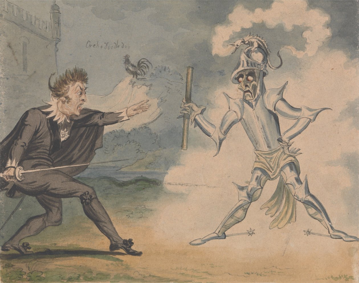 Hamlet en de Geest, ca. 1825 door George Cruikshank