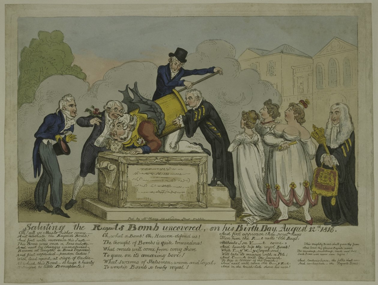 De Bom van de Regent, 1816 door George Cruikshank