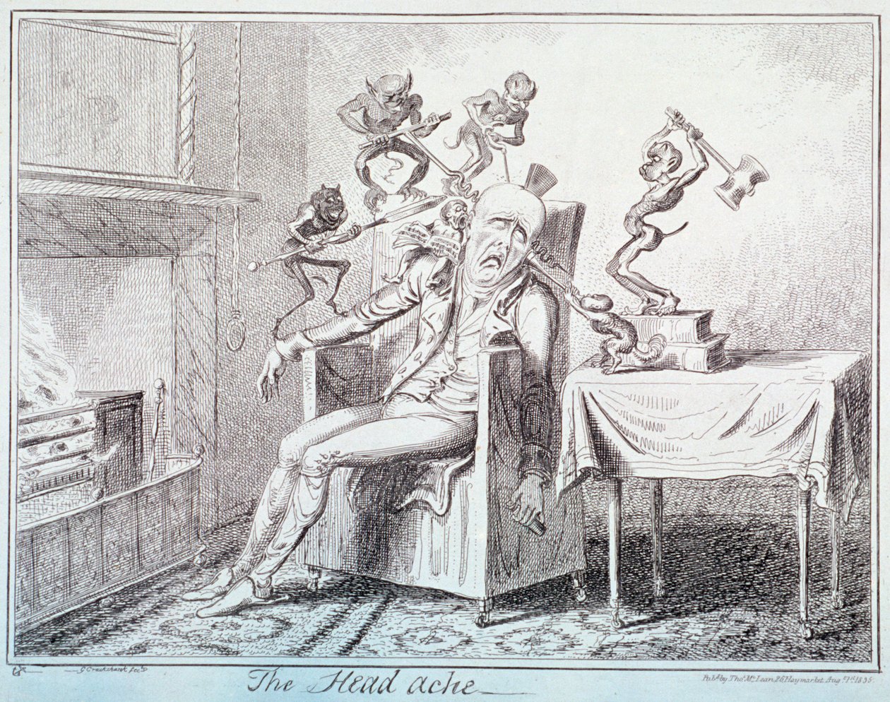 De hoofdpijn, 1835 door George Cruikshank