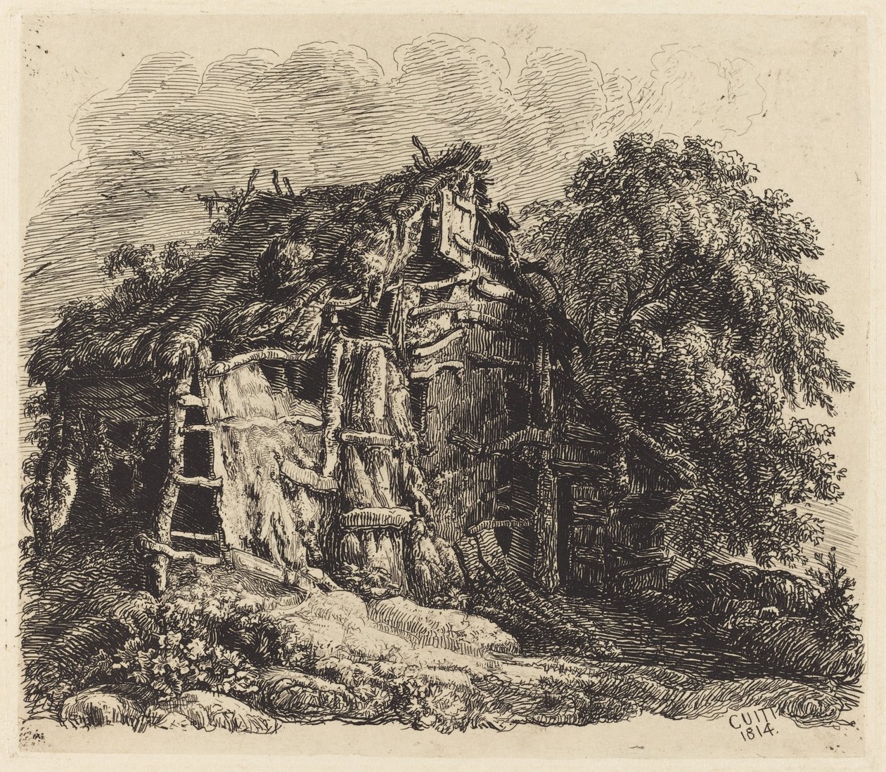Welsh Hut in Machynllaeth door George Cuitt the Younger
