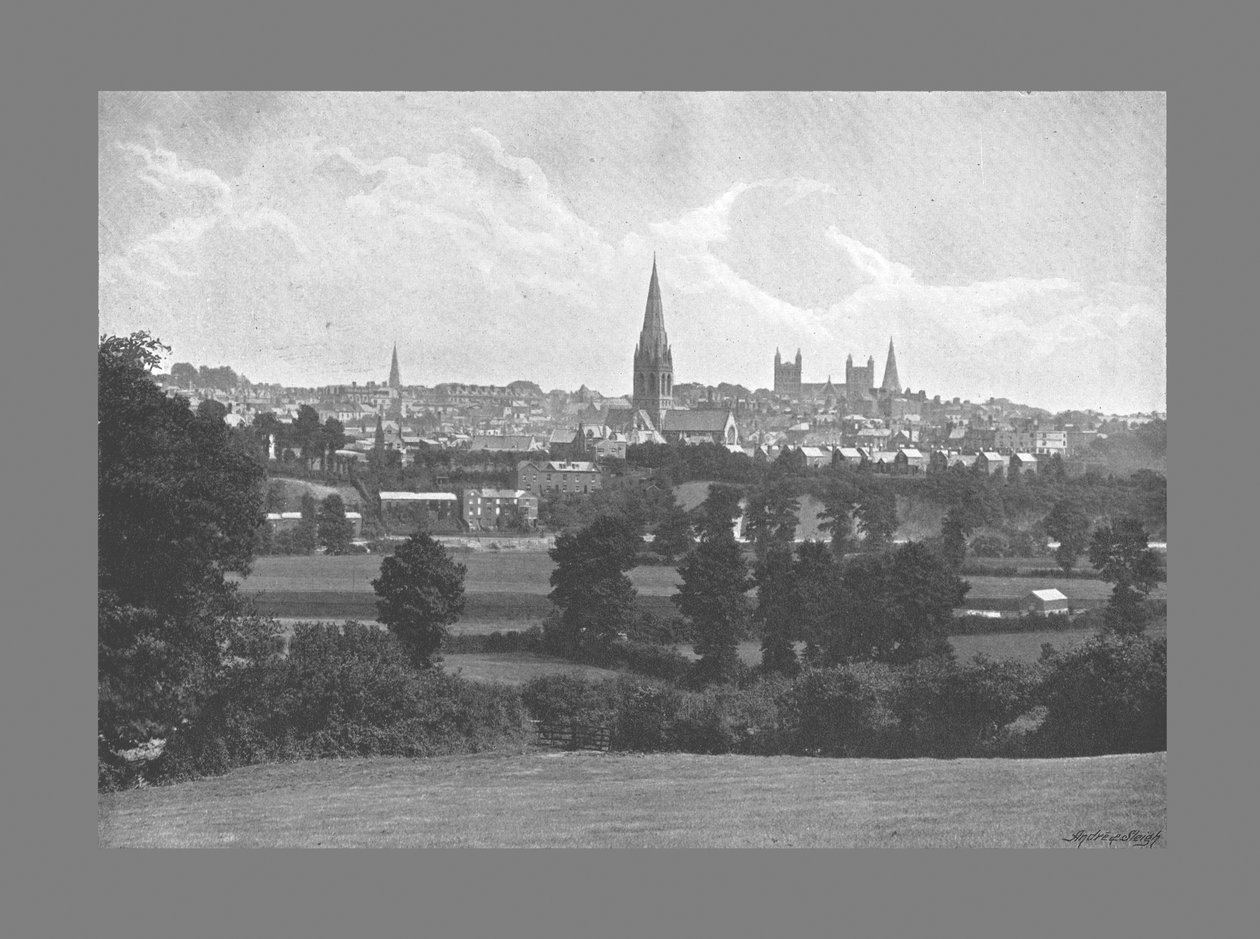 Exeter vanuit Barley, ca. 1900 door George Denney