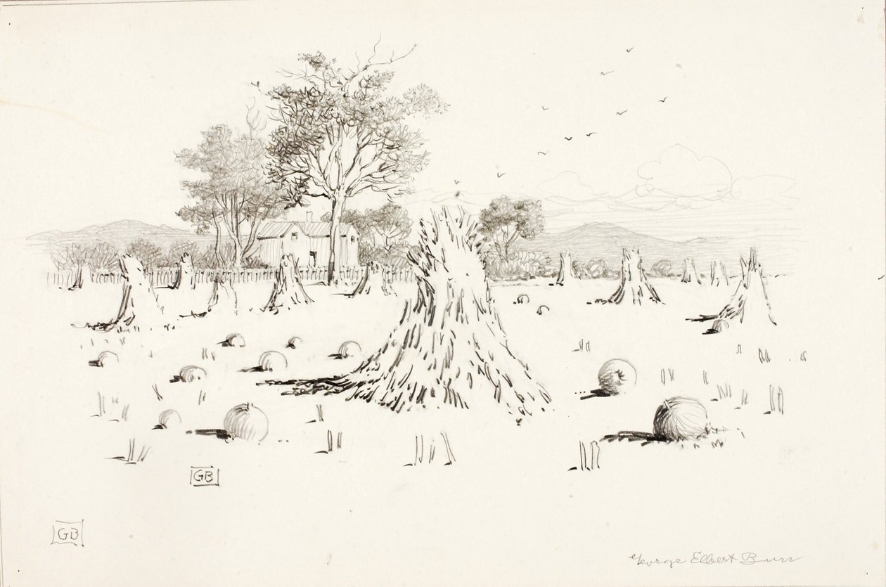 Zonder titel (Oogstscène) door George Elbert Burr