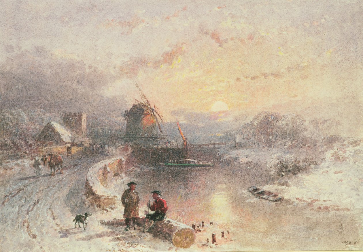 Winterlandschap: zonsondergang door George Haydock Dodgson
