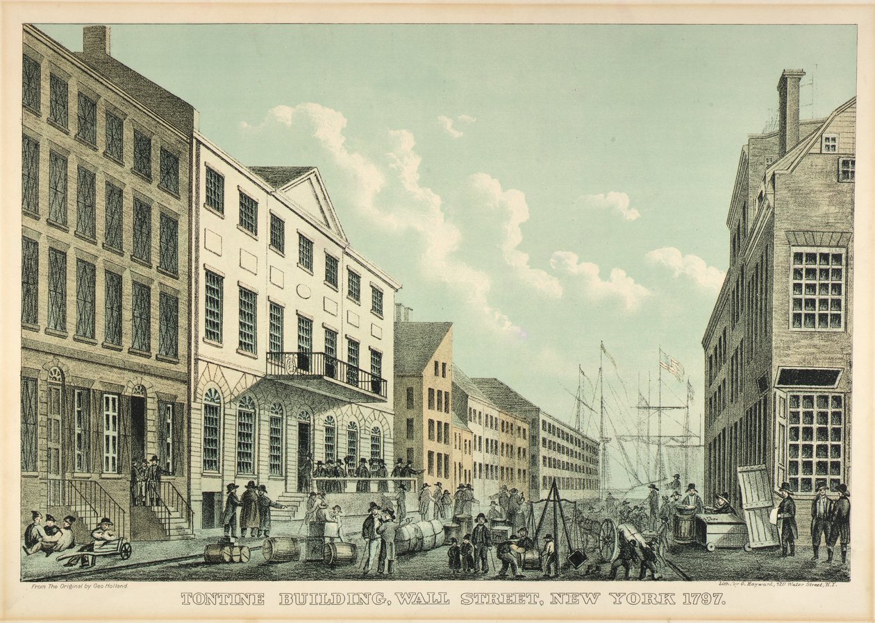 Tontine-gebouw, Wall Street, N.Y., 1797 door George Hayward