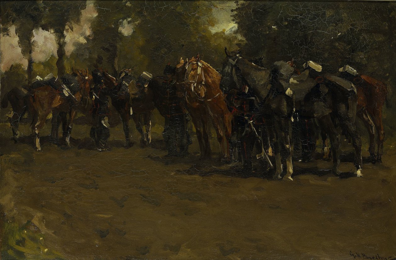 Cavalerie in rust door George Hendrik Breitner