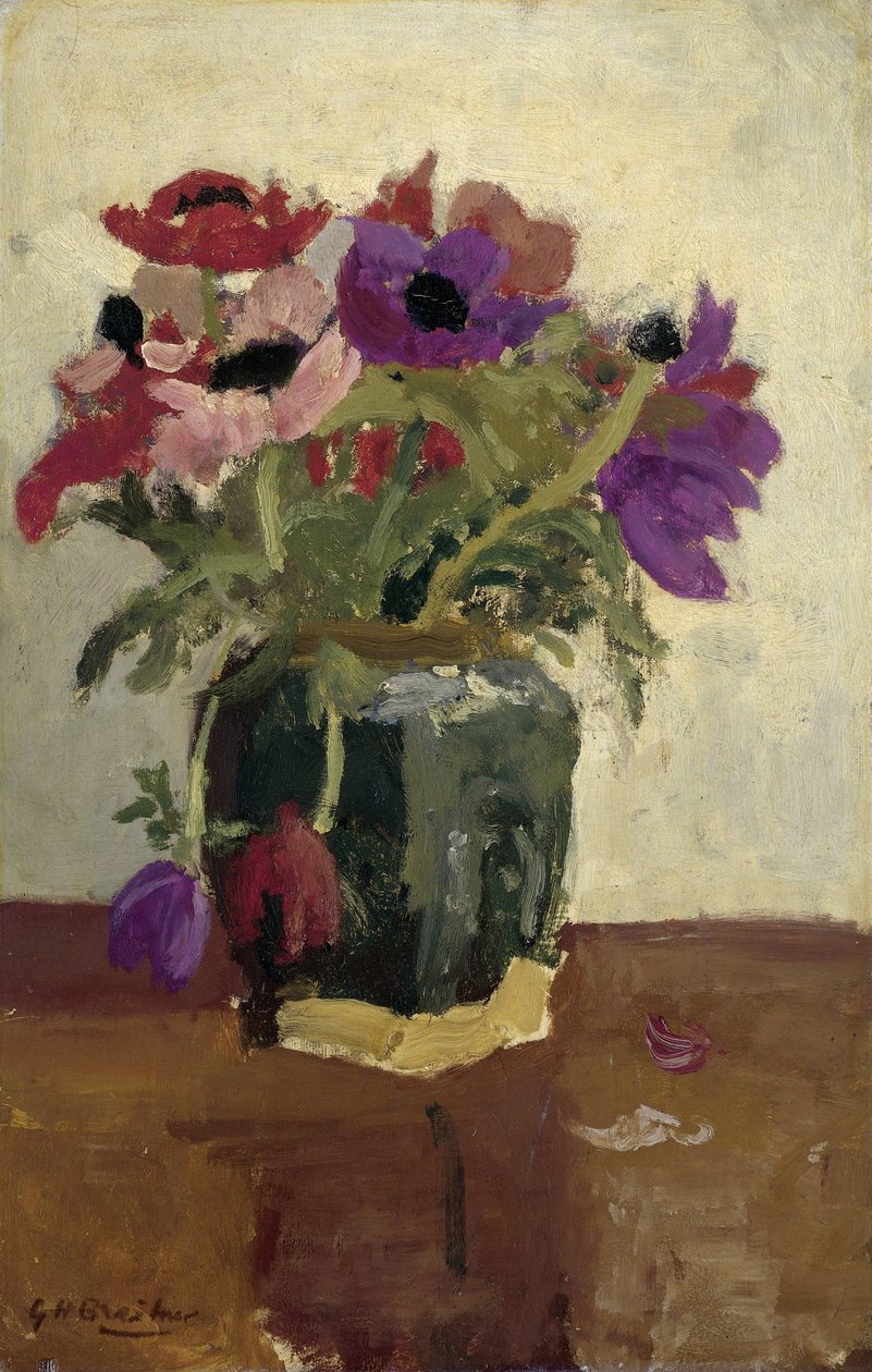 Gemberpot met anemonen door George Hendrik Breitner