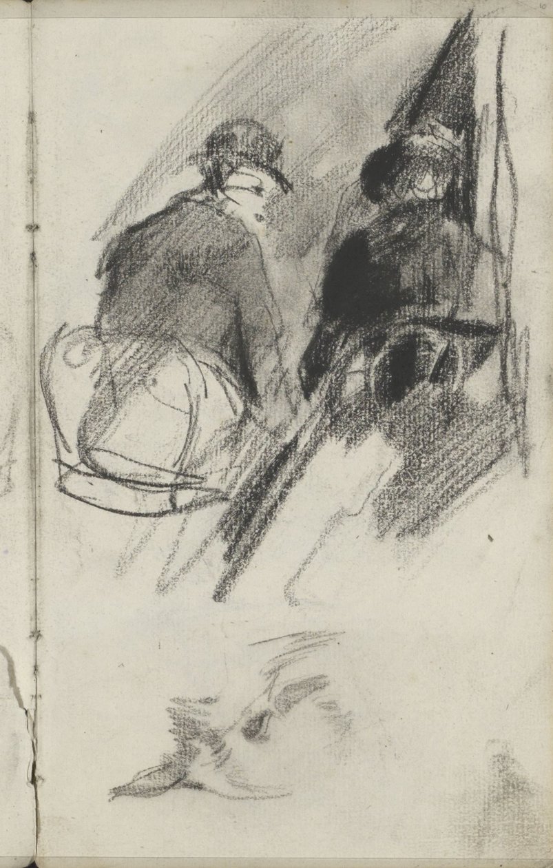 Vogelkop en twee figuurstudies door George Hendrik Breitner