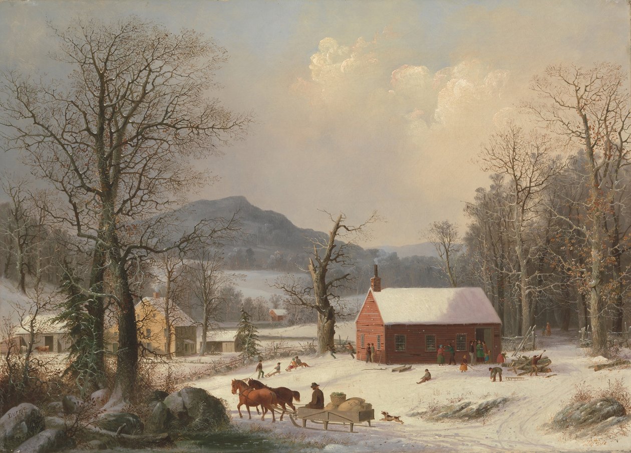Rode Schoolhuis door George Henry Durrie