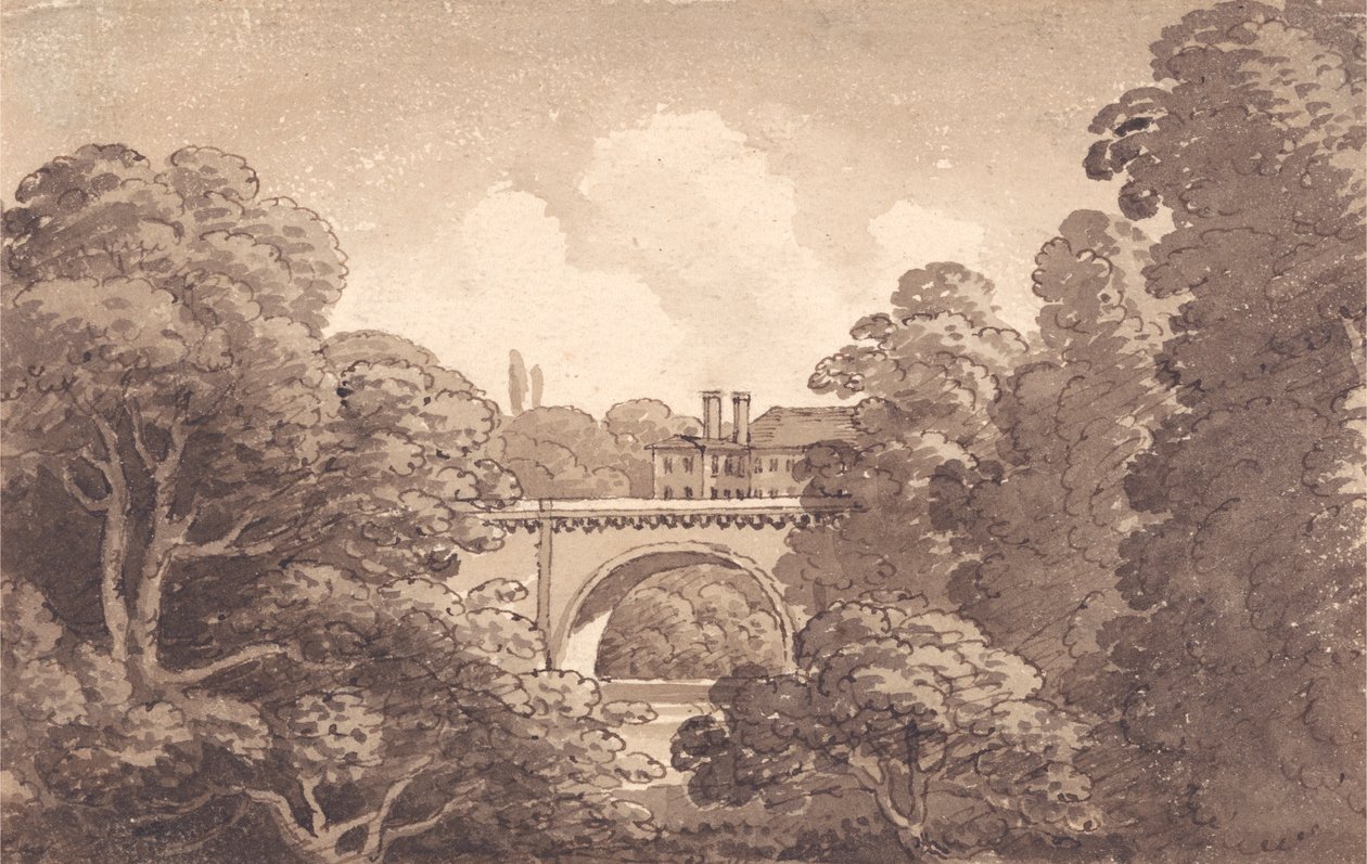 Uitzicht op een brug door George Heriot