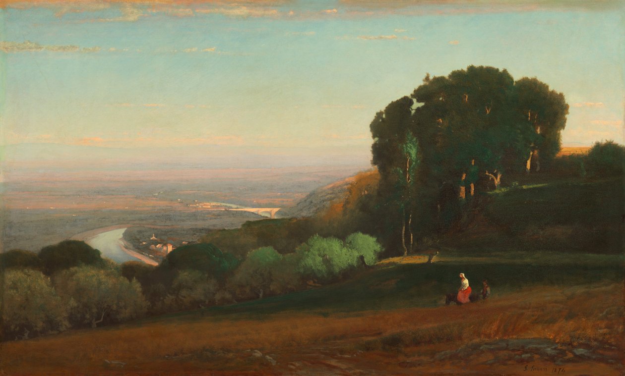 Uitzicht op de Tiber bij Perugia door George Inness