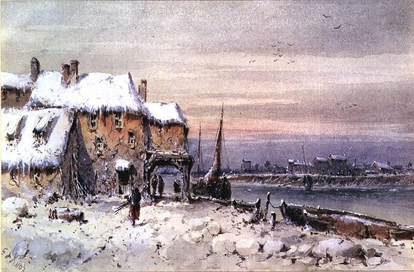 Riverside Huis in de Wintervorst door George Knox