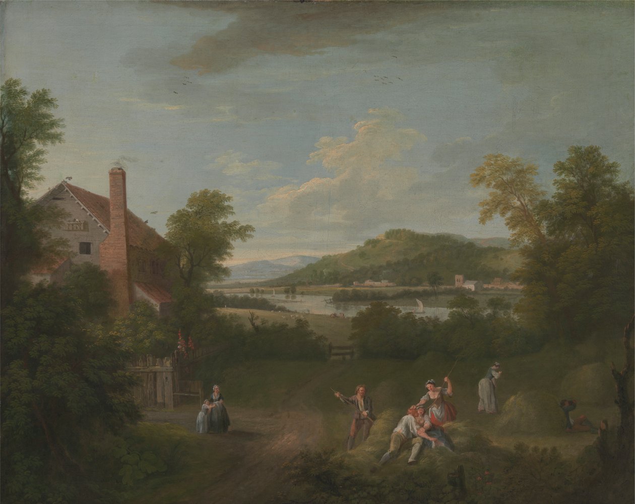 Landschap met landarbeiders door George Lambert