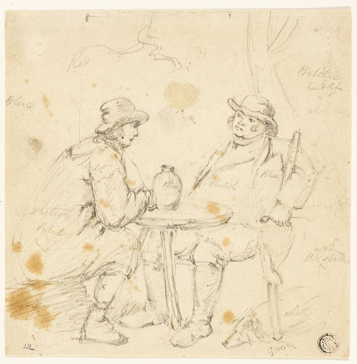 Twee mannen aan een tafel door George Morland
