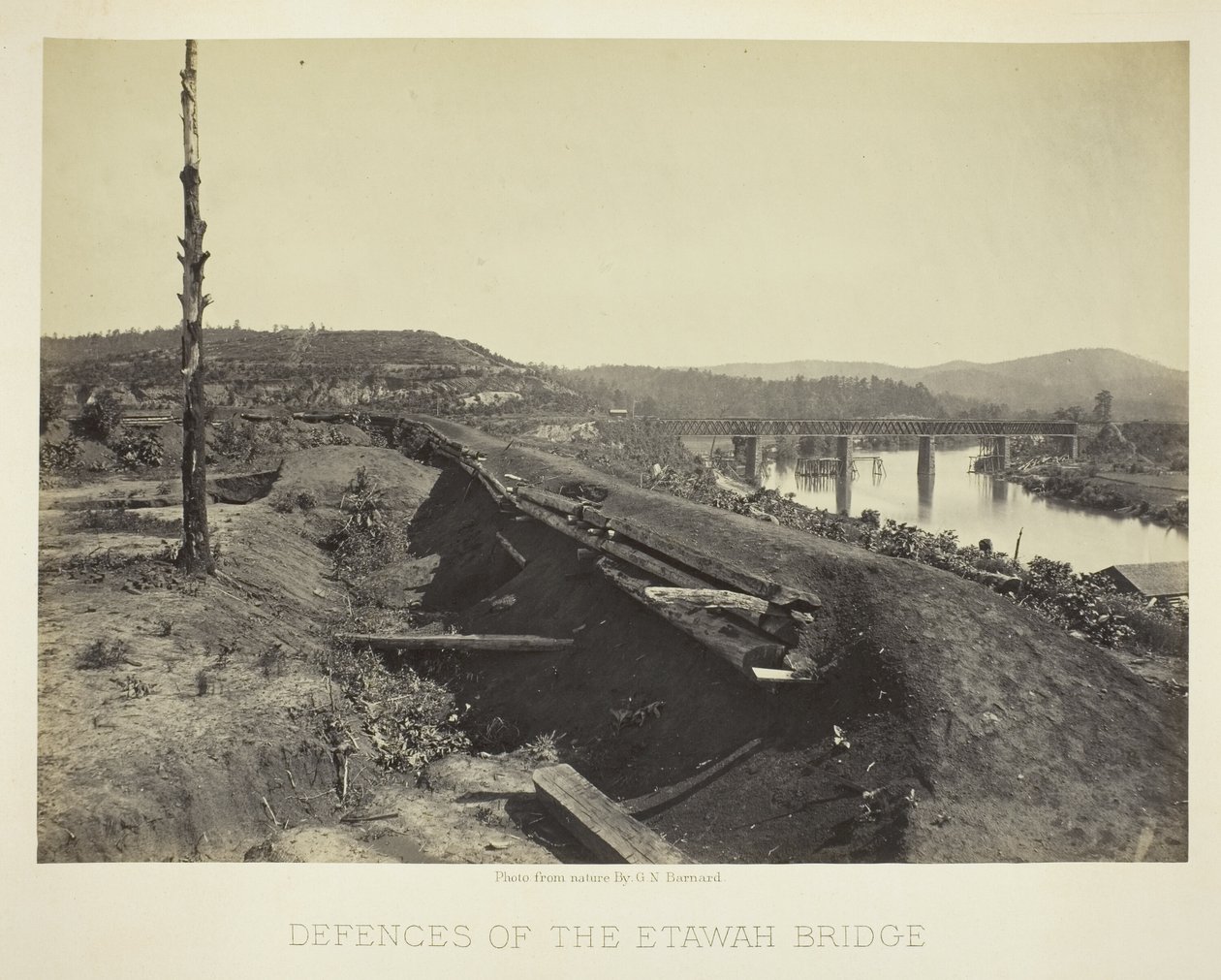 Verdedigingen van de Etawah-brug door George N. Barnard