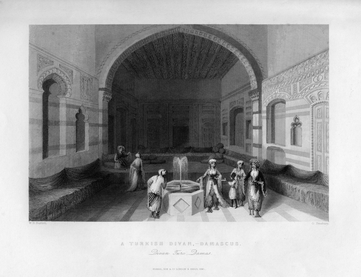 Een Turkse divan, Damascus, Syrië, 1841 door George Presbury