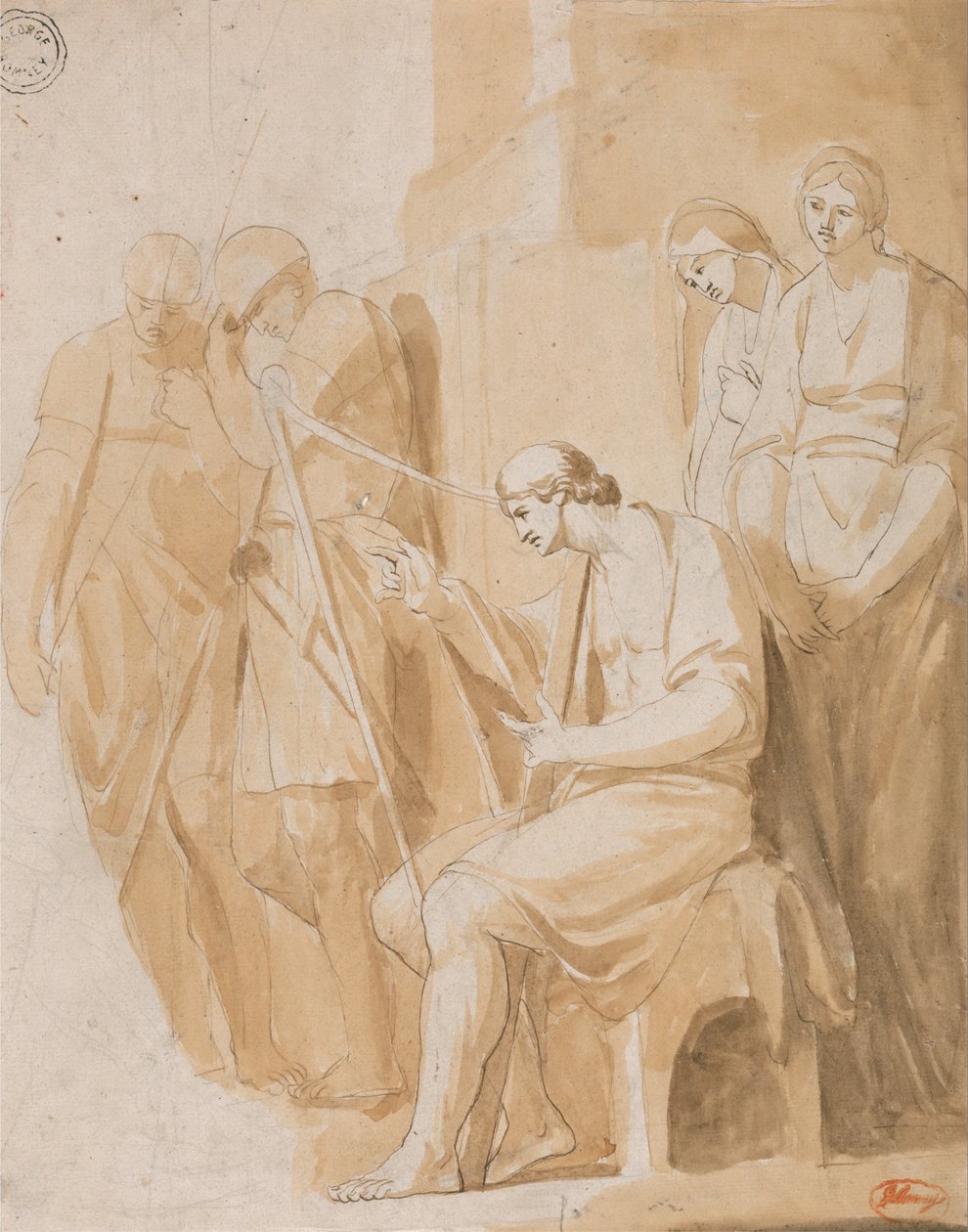 David speelt harp door George Romney