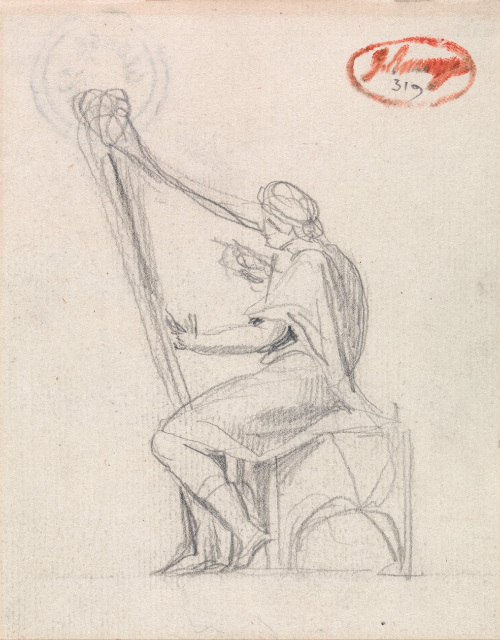 David speelt harp door George Romney