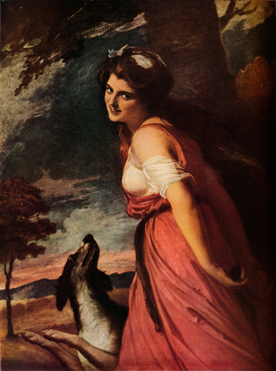 Lady Hamilton als een Bacchante, 1785 door George Romney