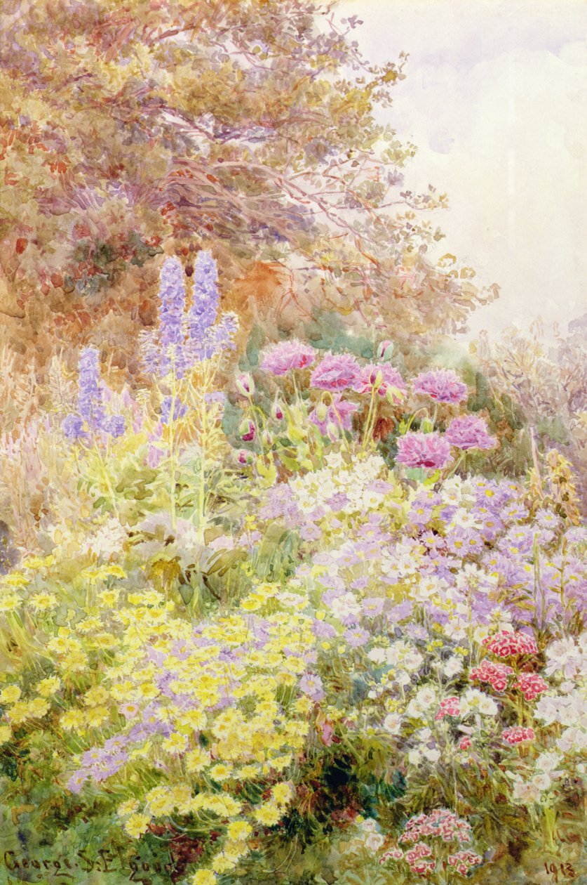 Anthemis, Klaprozen en Ridderspoor door George Samuel Elgood