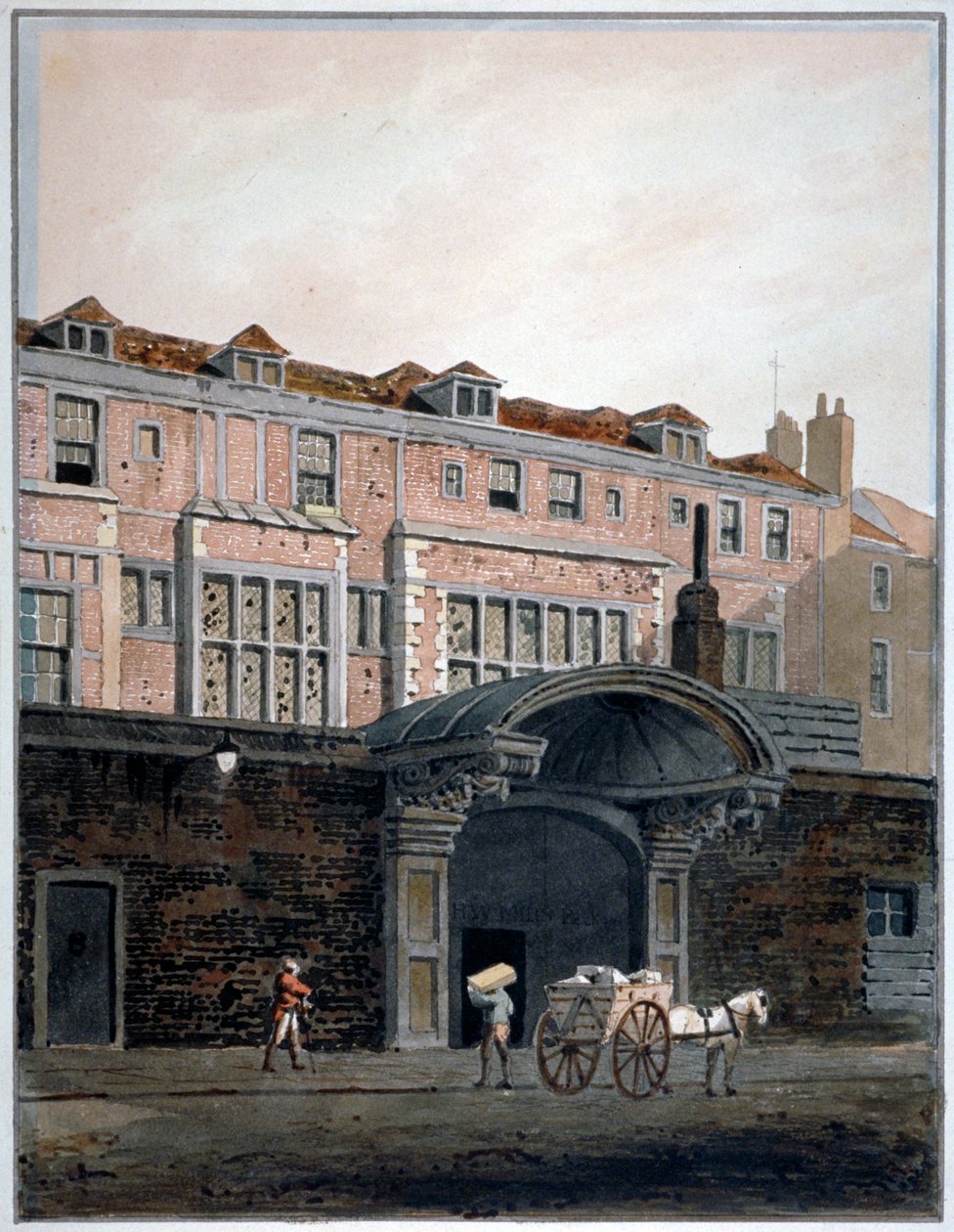 Poort van Winchester Place, Londen, 1820 door George Shepherd