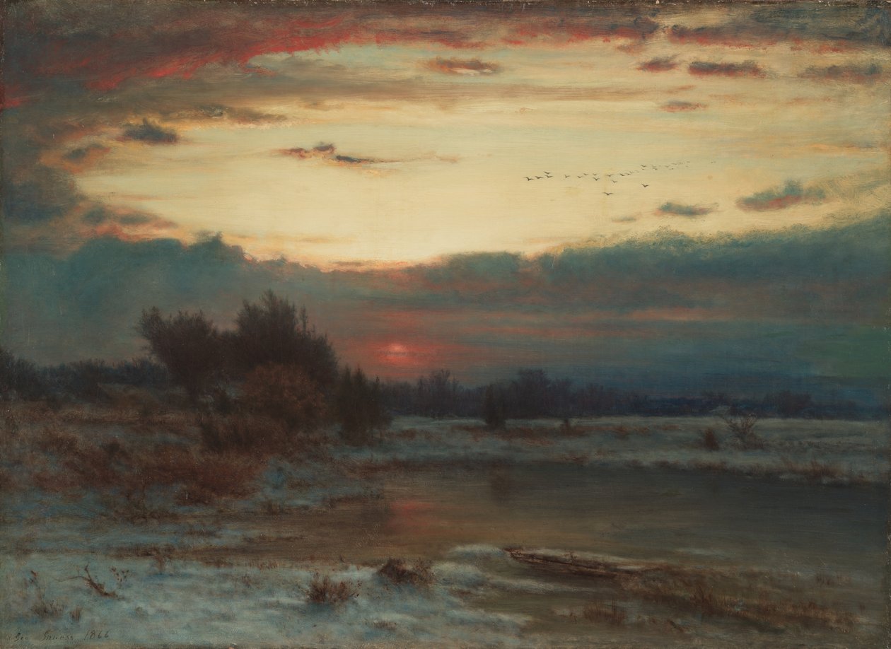 Een winterlucht door George Snr. Inness
