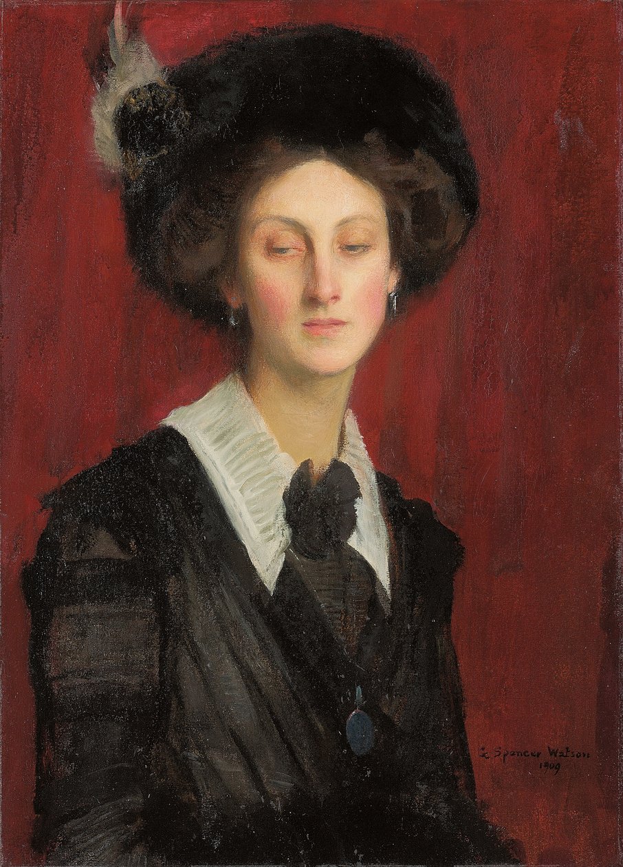 Hilda in een Zwarte Hoed door George Spencer Watson