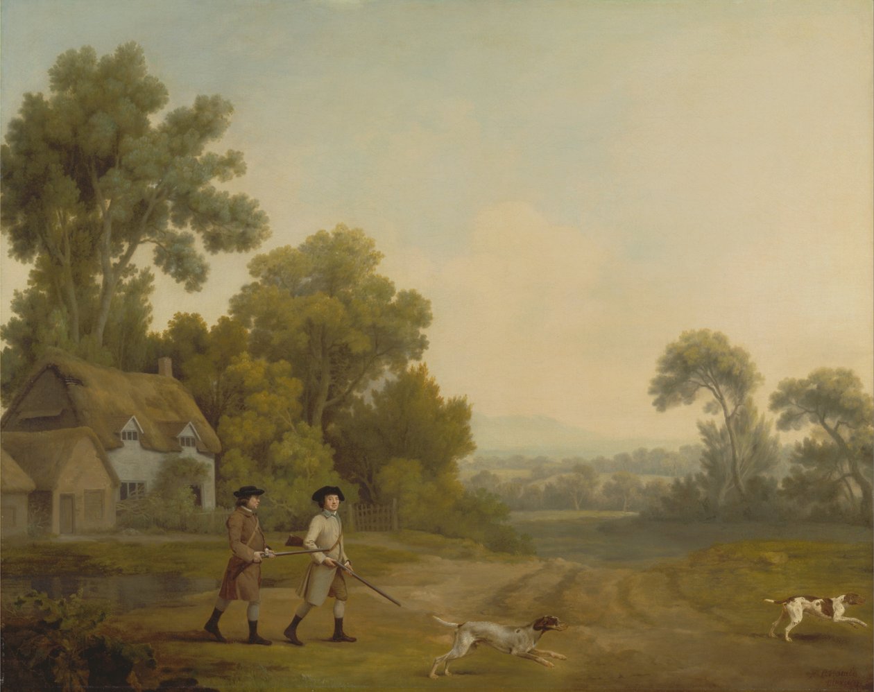 Twee heren gaan schieten door George Stubbs
