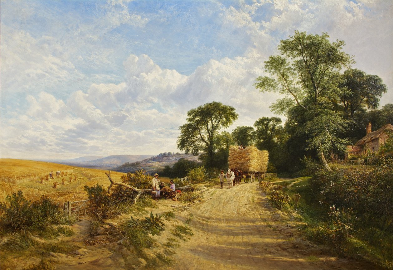 Landschap - Oogsttijd door George Vicat Cole