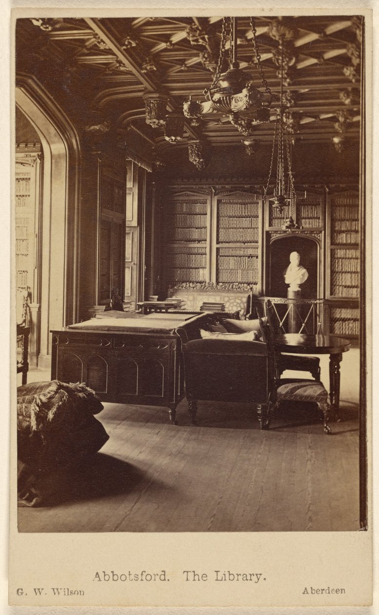 Abbotsford. De bibliotheek. door George Washington Wilson