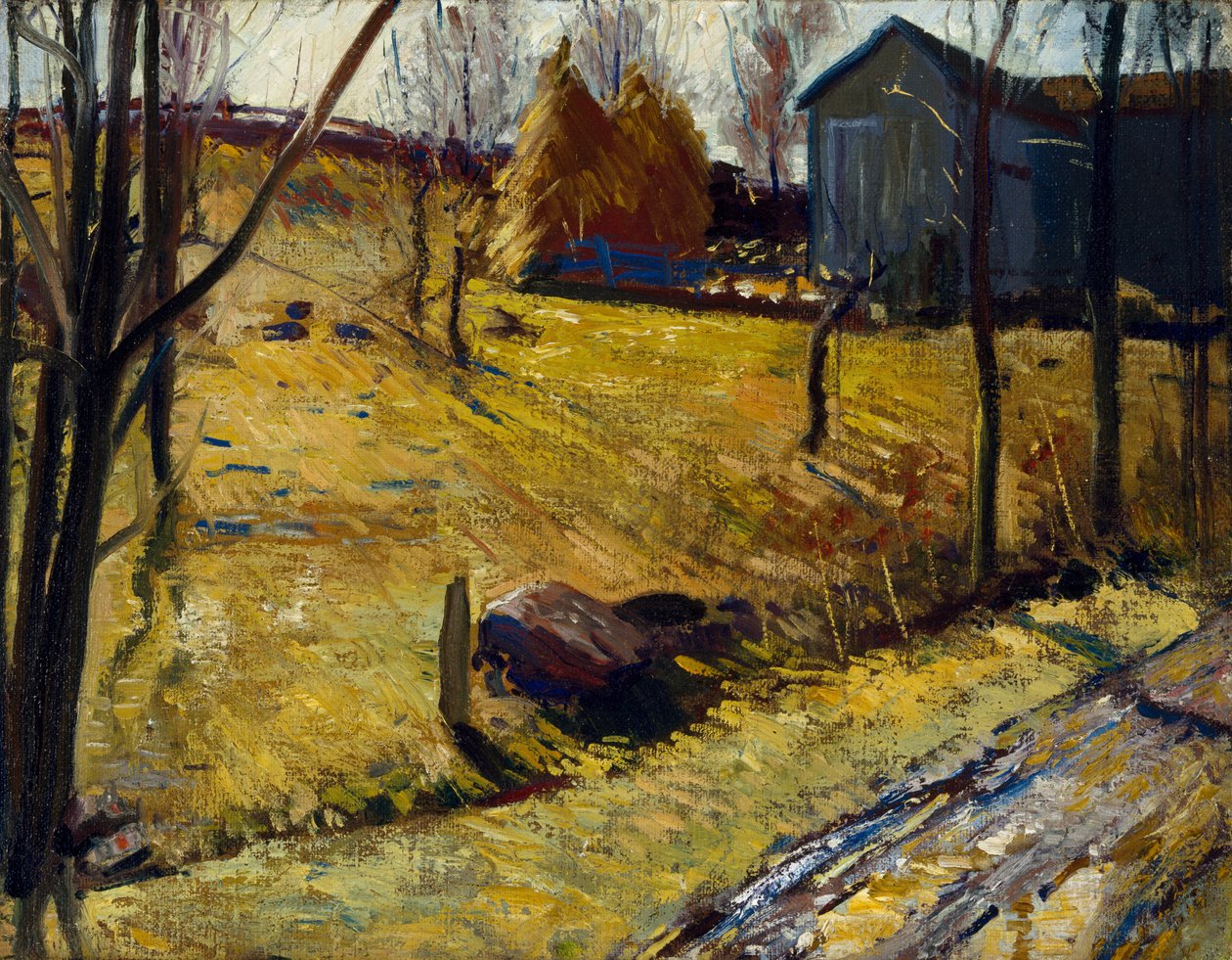 Hooibergen en Schuur door George Wesley Bellows