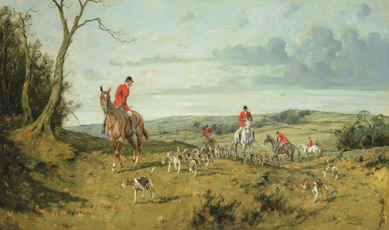 Moving off (olieverf op doek) door George Wright
