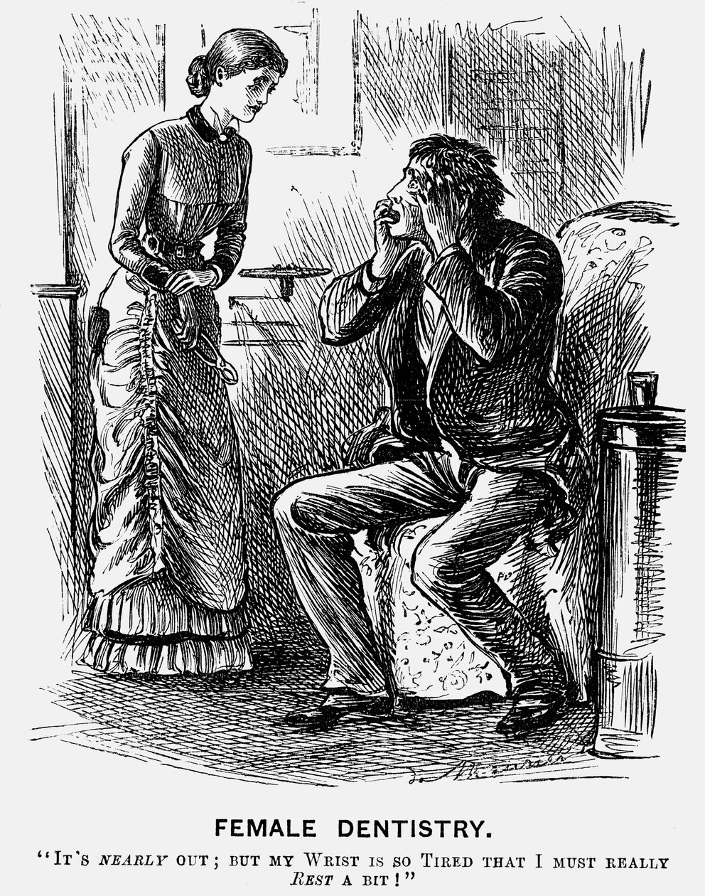 Vrouwelijke Tandheelkunde, 1879 door George du Maurier