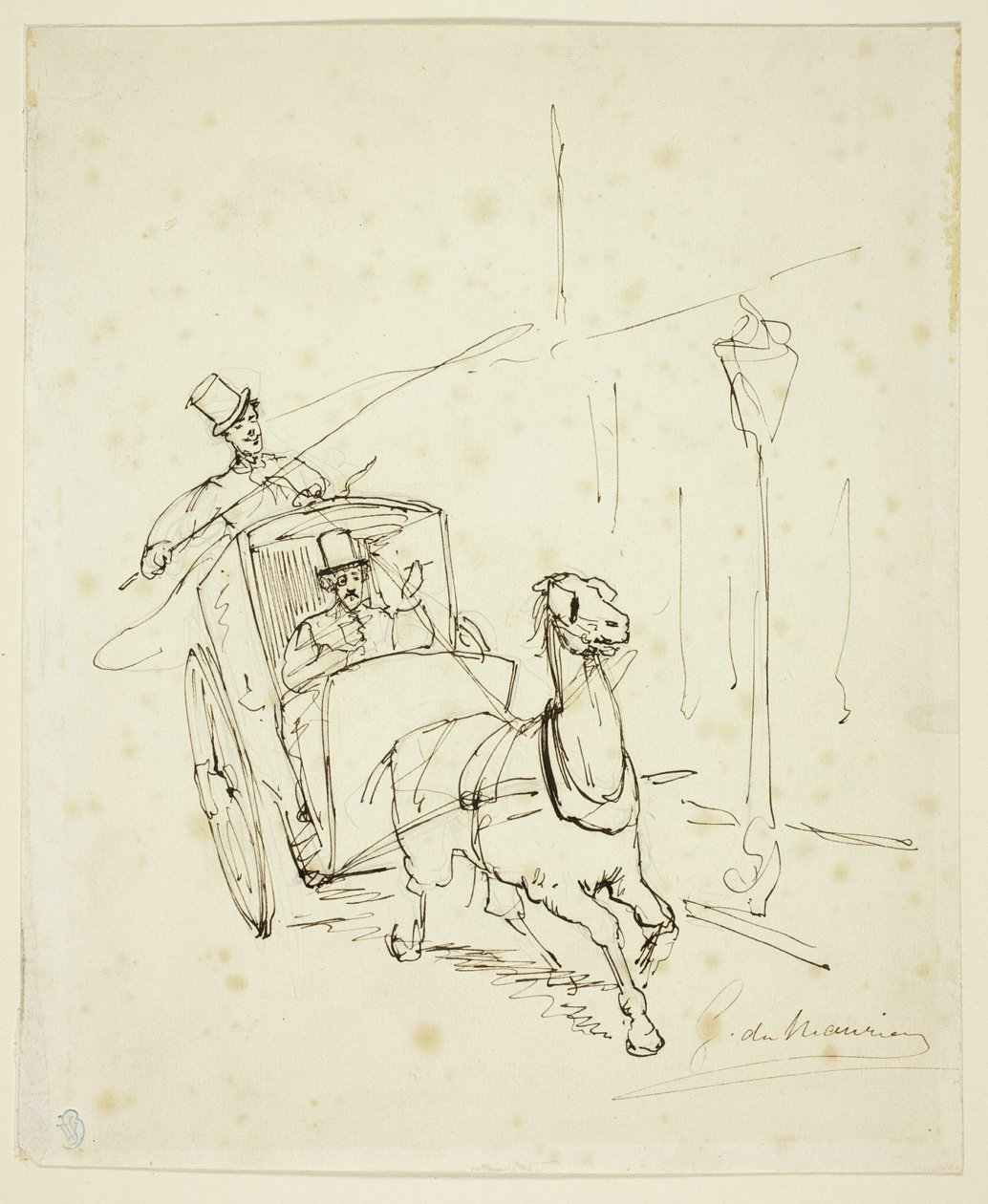 Whistler in een Hansom Cab door George du Maurier