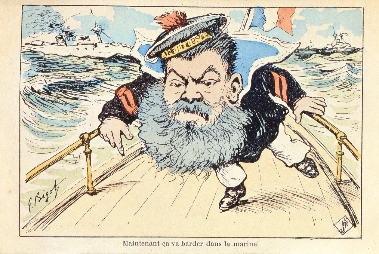 Karikatuur van de minister van de marine, Camille Pelletan (1846-1915) door Georges Ferdinand Bigot