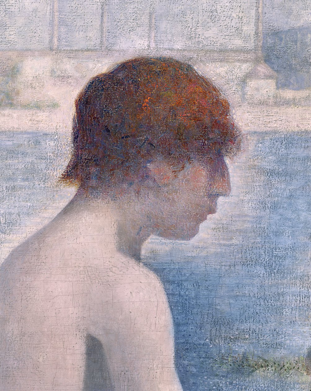 Badhuisgangers in Asnières, 1884 (detail) door Georges Seurat