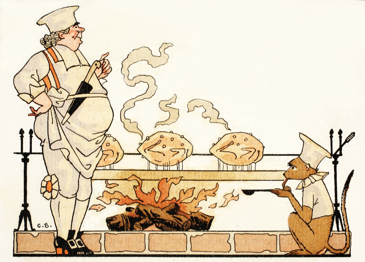 Roosteren aan een spit door Georges Barbier