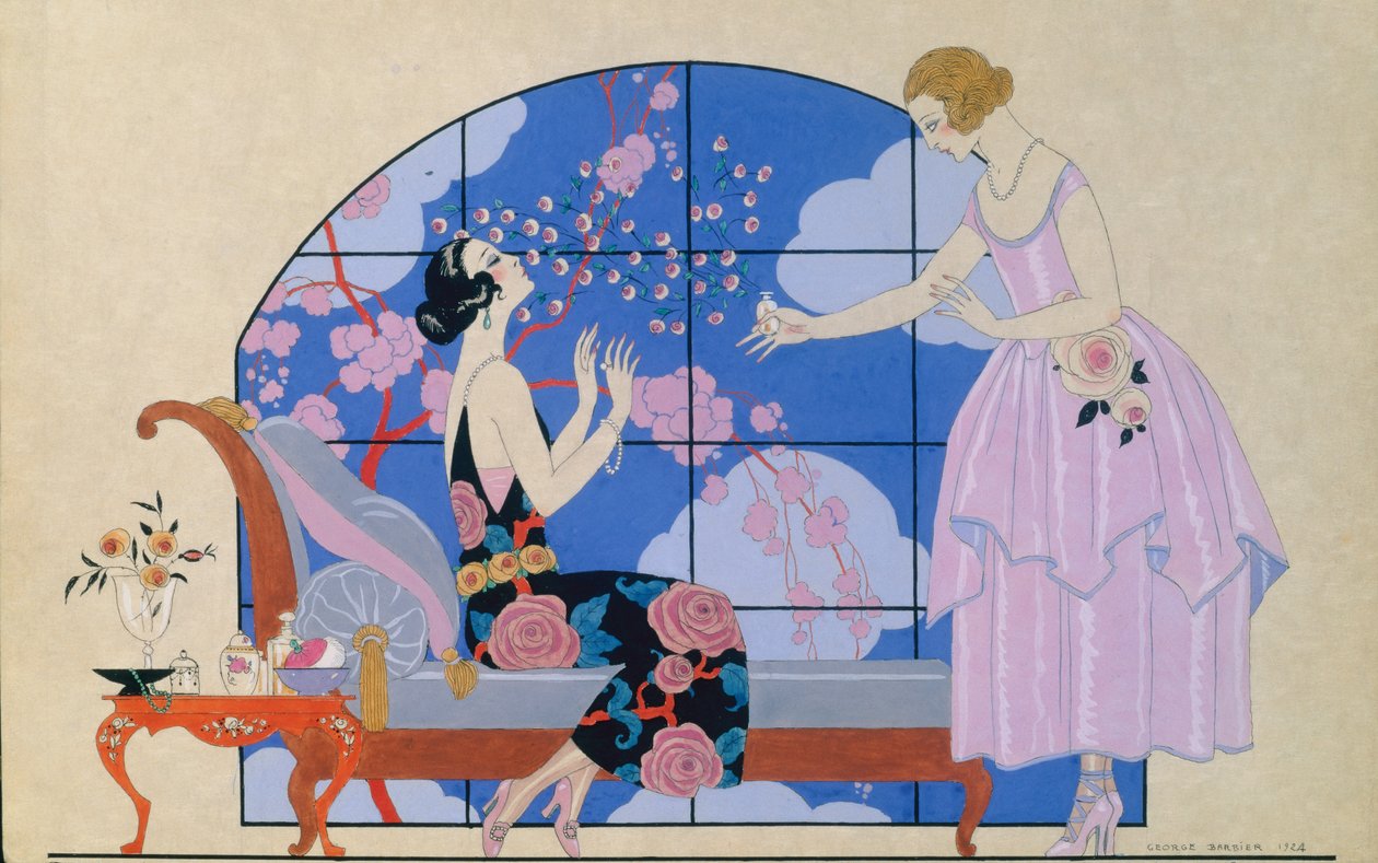 Twee dames in een salon door Georges Barbier