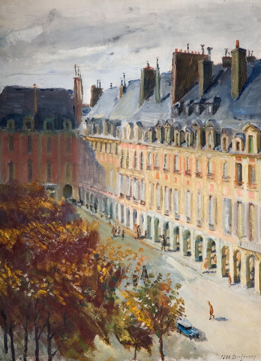 La Place Des Vosges, 1928 door Georges Leon Dufrenoy