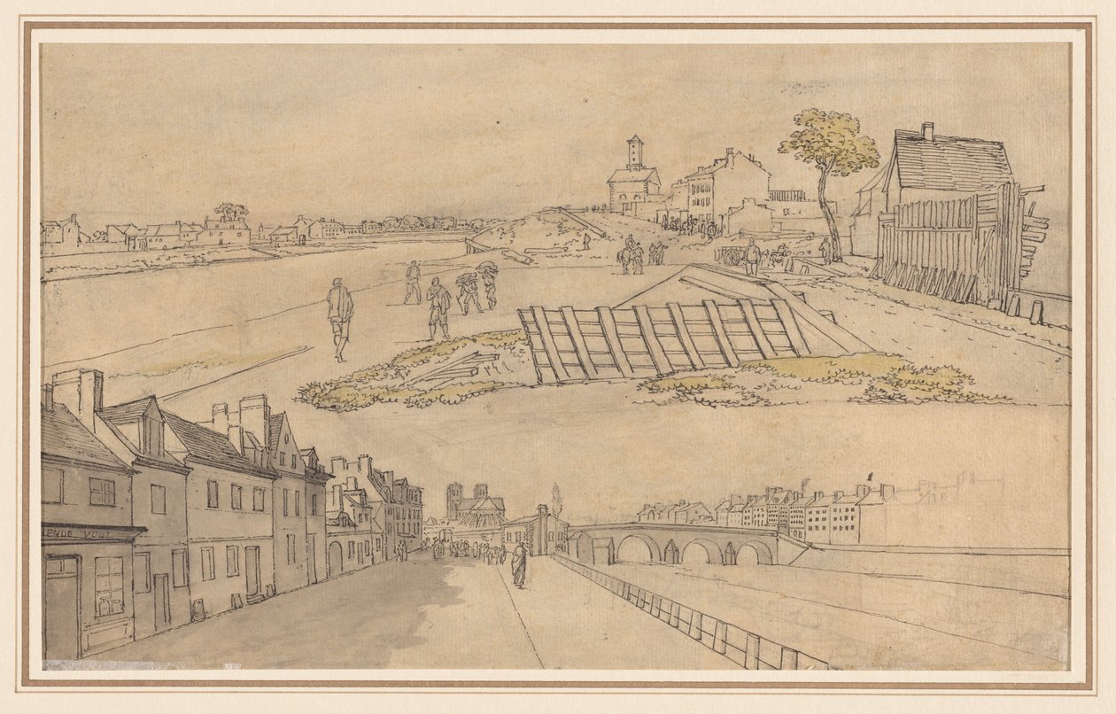 Twee Uitzichten van Parijs (verso) door Georges Michel