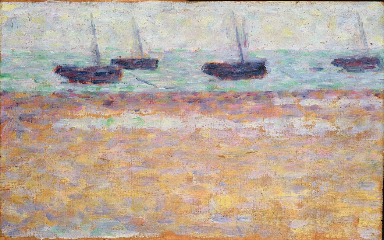Haven van Grandcamp (vier boten) door Georges Seurat
