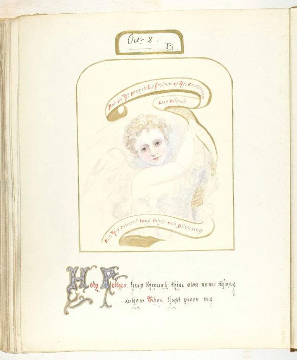 Zonder Titel [cherub en religieuze tekst] door Georgina Cowper