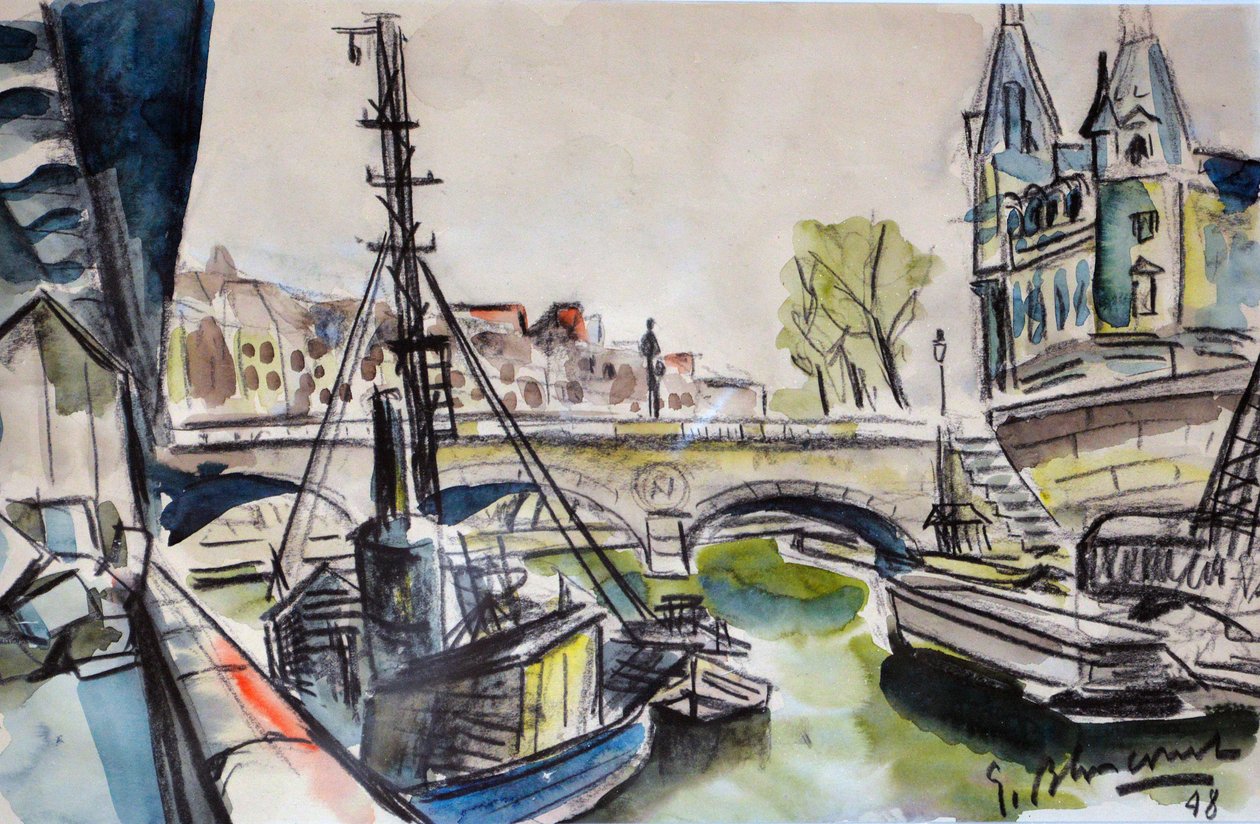 De Seine in Parijs 1948 door Gerald Bloncourt