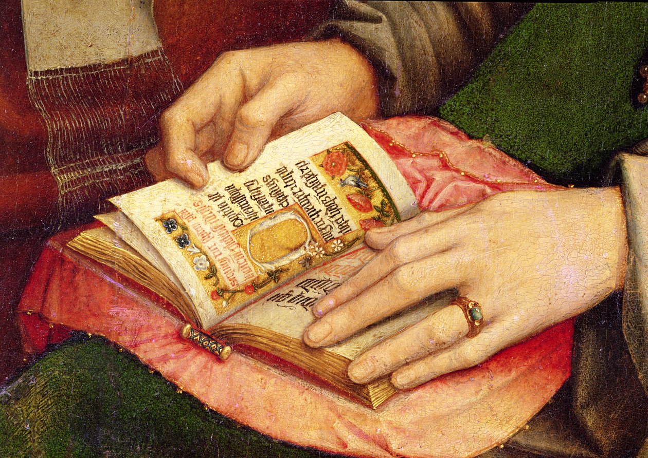 Maagd en Kind met Heiligen (detail) door Gerard David