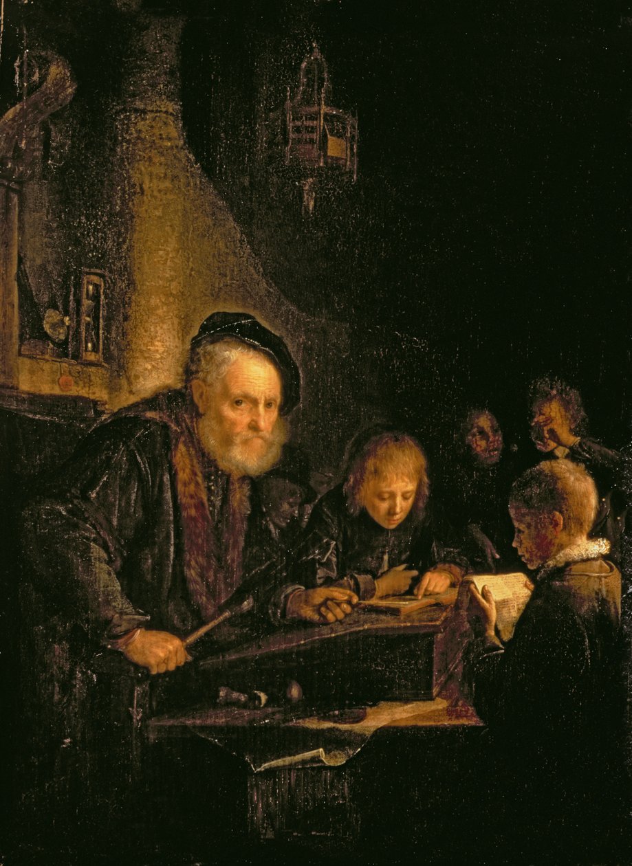 De schoolmeester, 1645 door Gerrit Dou