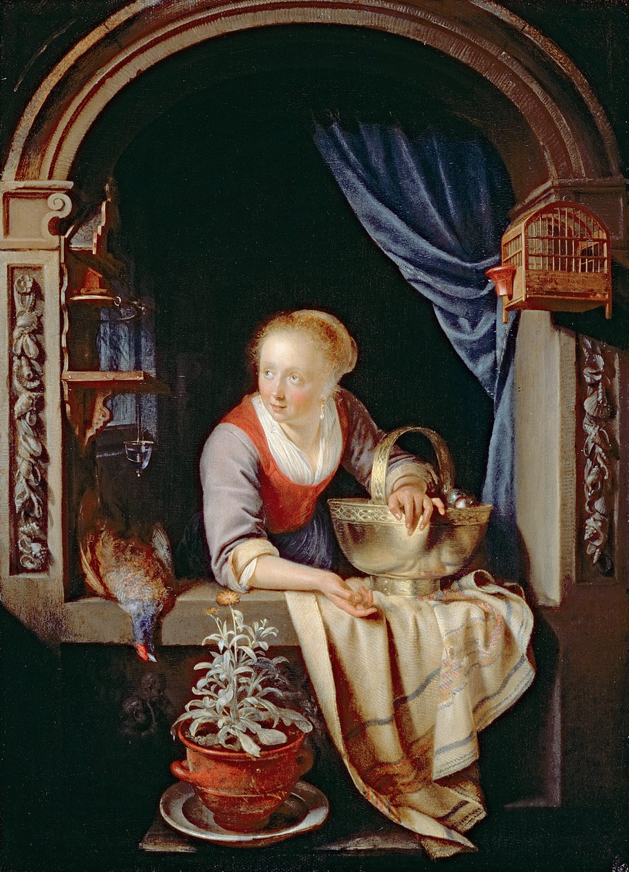 Vrouw bij een raam, 1663 door Gerrit Dou