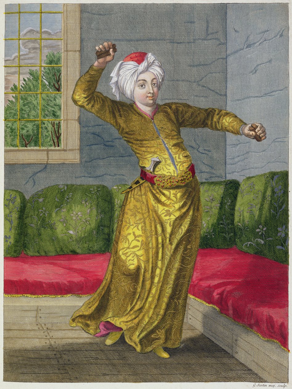 Tchingui, Turkse danseres, 18e eeuw door Gerard Jean Baptiste Scotin