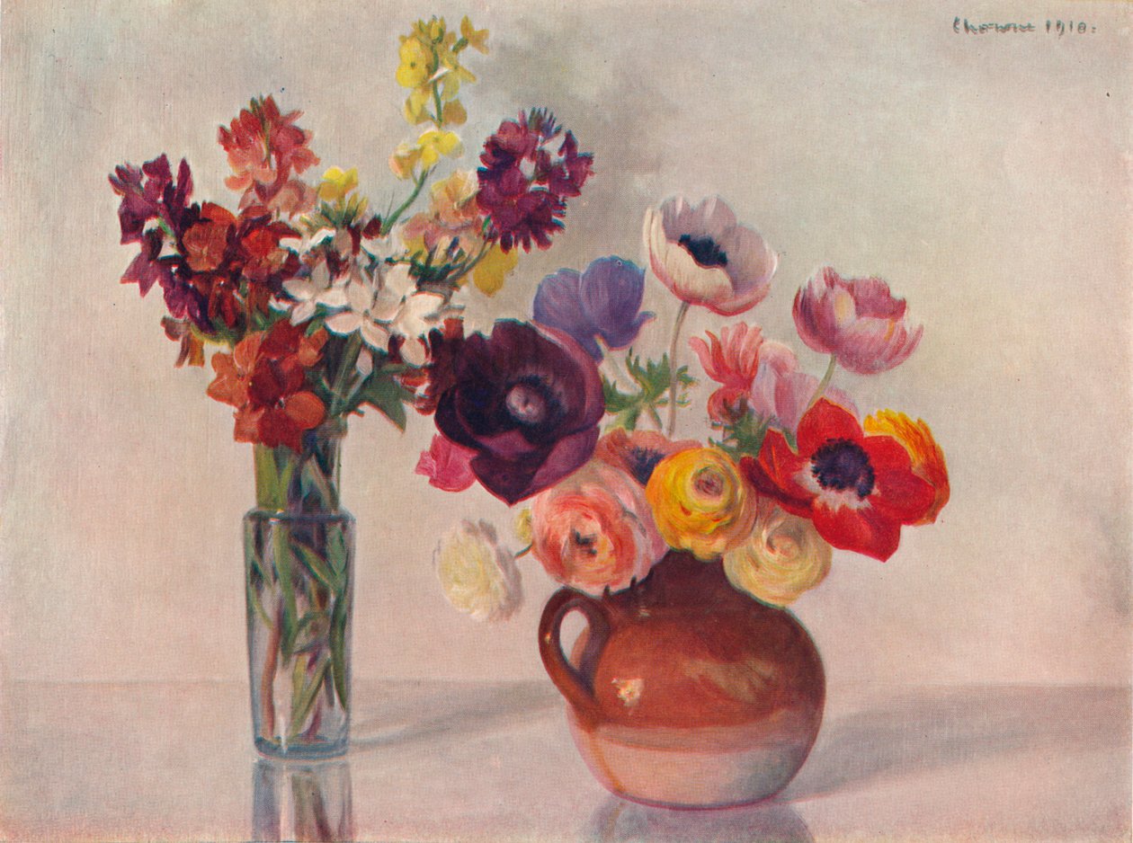 Anemonen en muurbloemen, ca. 1909 door Gerard Chowne