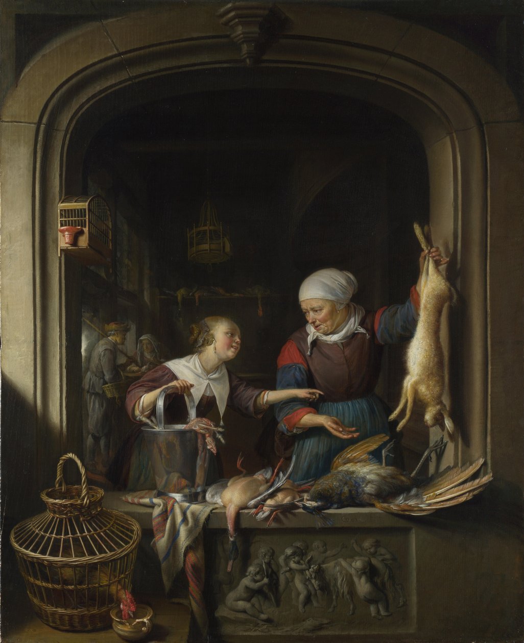 Een poelierswinkel, ca. 1670 door Gerrit Dou